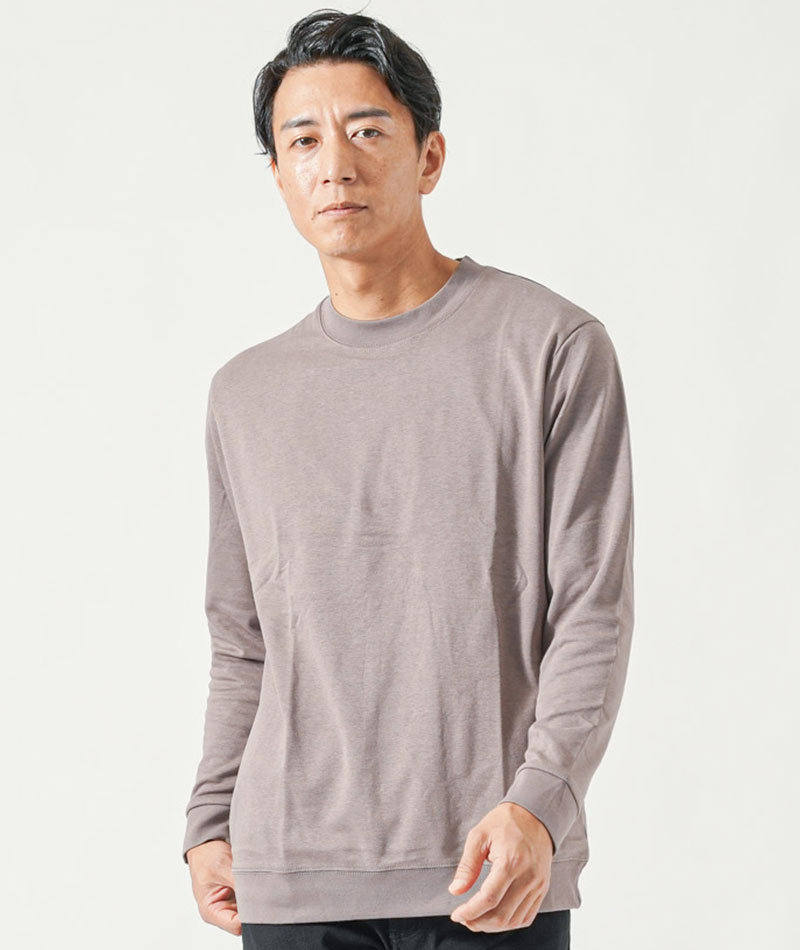 スムースコットン長袖ストレッチクルーネックTシャツ