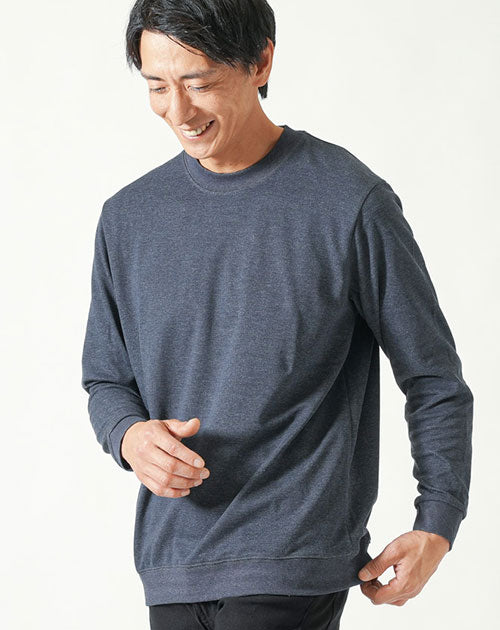 スムースコットン長袖ストレッチクルーネックTシャツ