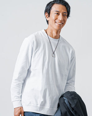 白長袖クルーネックTシャツ
