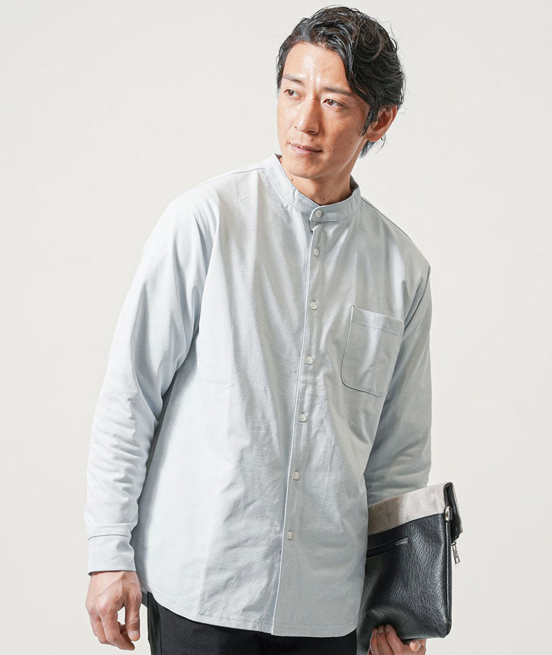 イッセイミヤケメン バンドカラーシャツ 長袖 後染め ウォッシュド加工 イエロー 中古・古着通販】ISSEY MIYAKE MEN (イッセイミヤケメン) バンドカラー