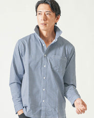 柄入りストレッチホリゾンタル長袖カットシャツ