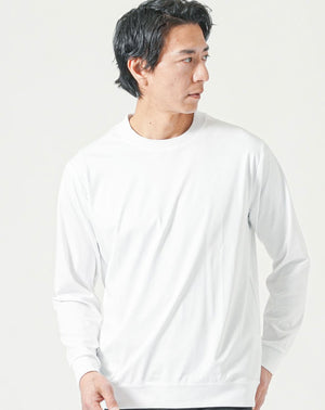 白長袖クルーネックTシャツ