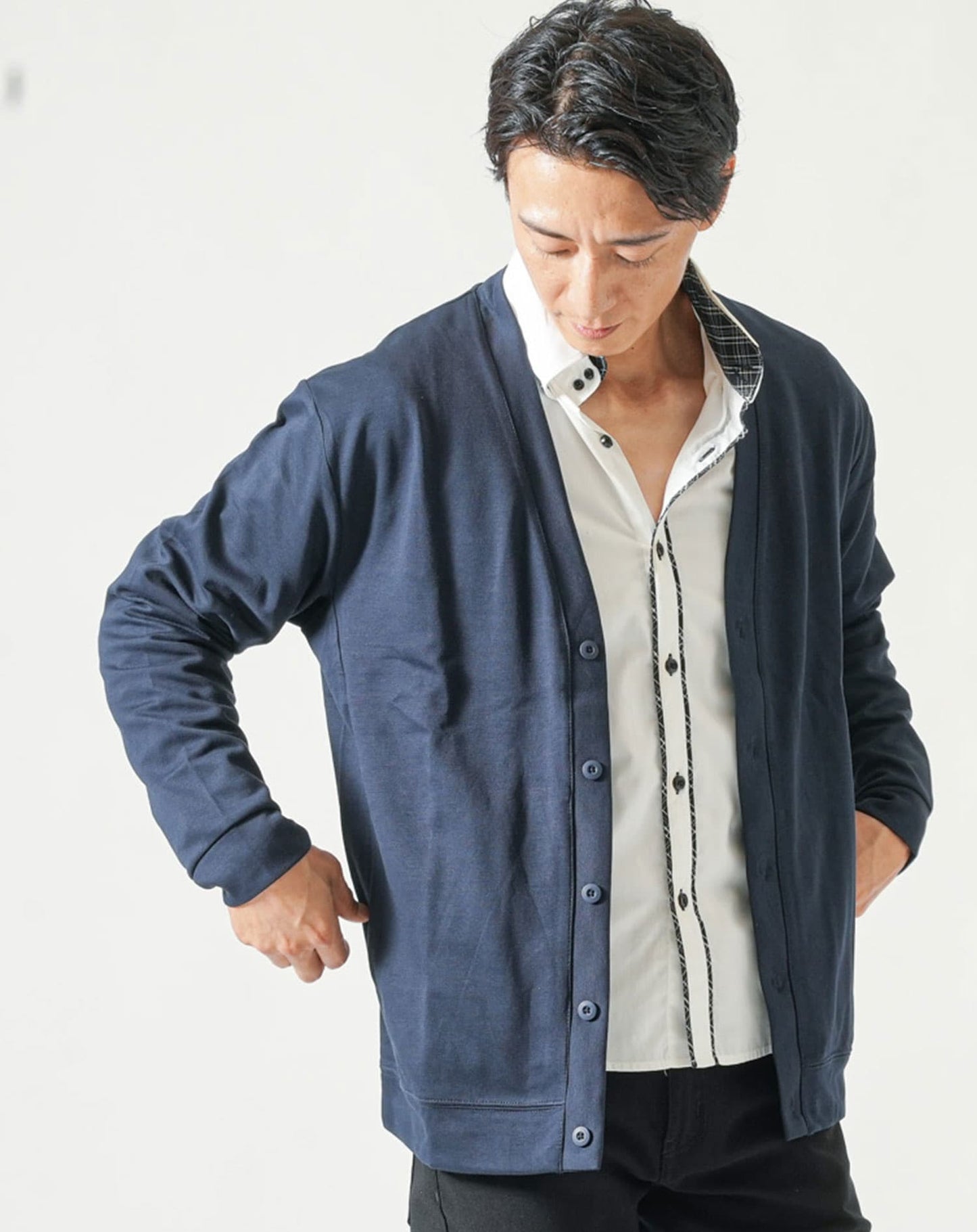 なめらか肌触りスムース長袖カーディガン