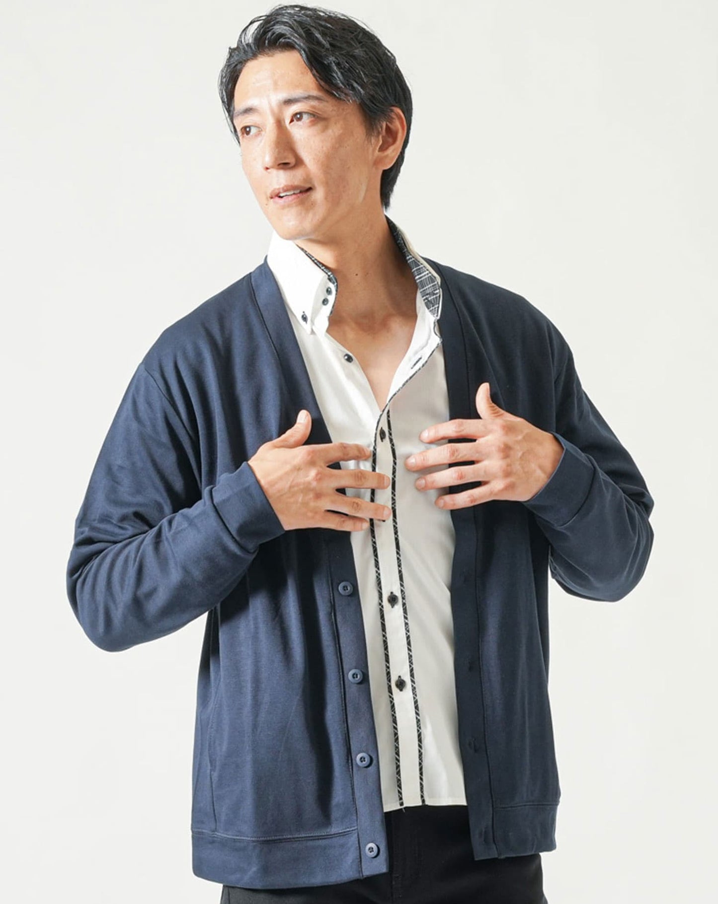 なめらか肌触りスムース長袖カーディガン