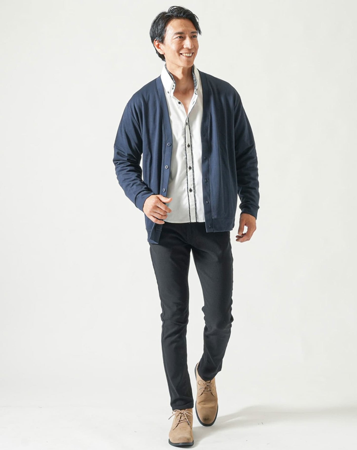 なめらか肌触りスムース長袖カーディガン