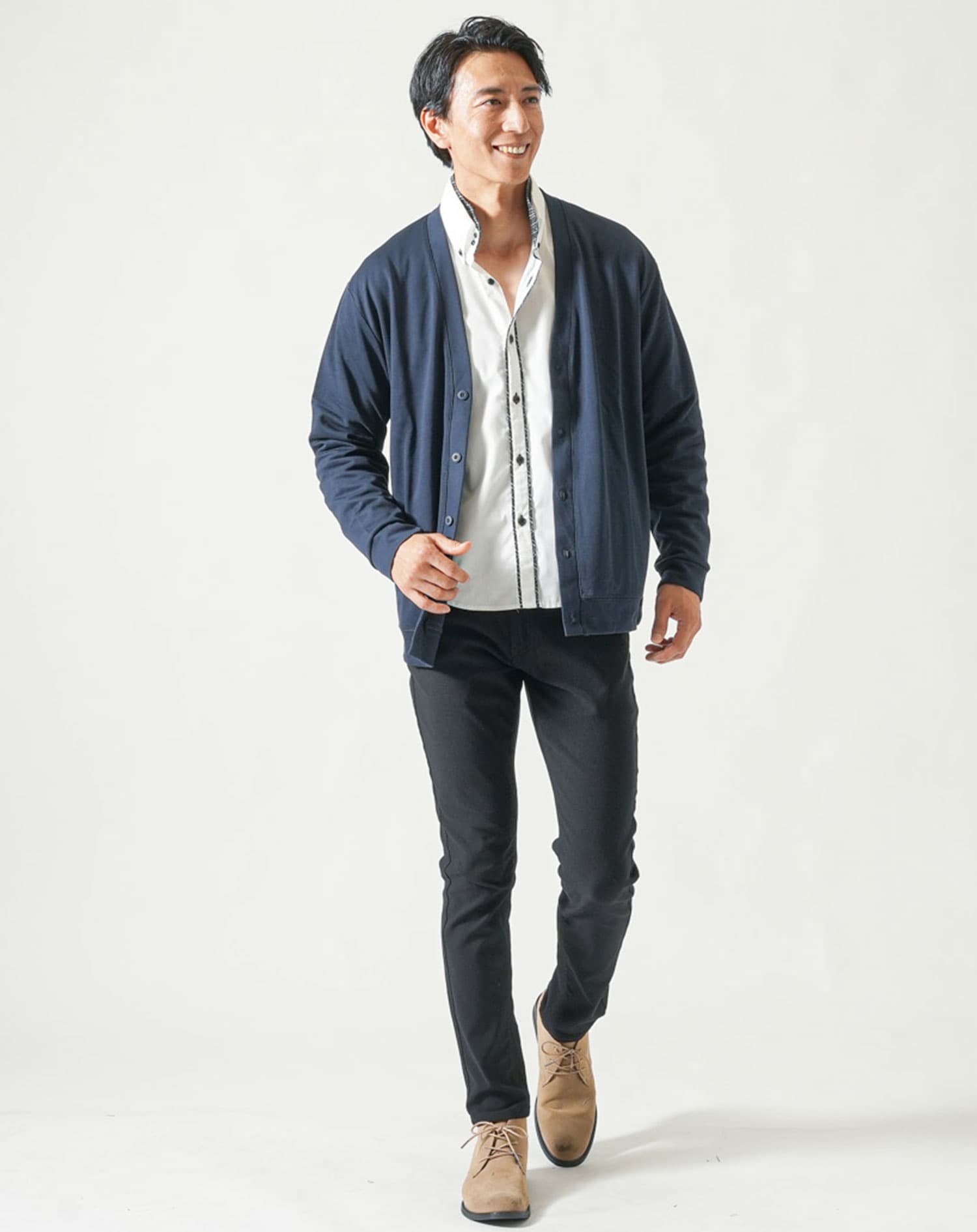 なめらか肌触りスムース長袖カーディガン