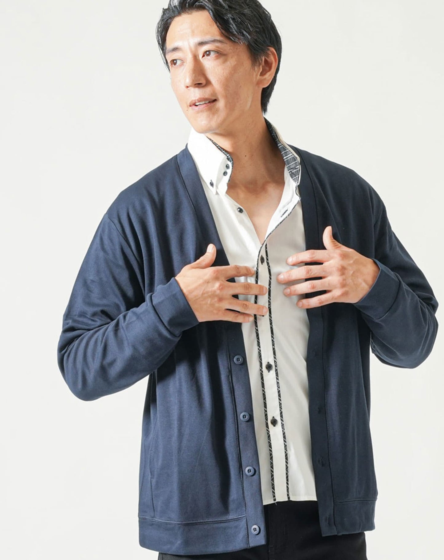 なめらか肌触りスムース長袖カーディガン