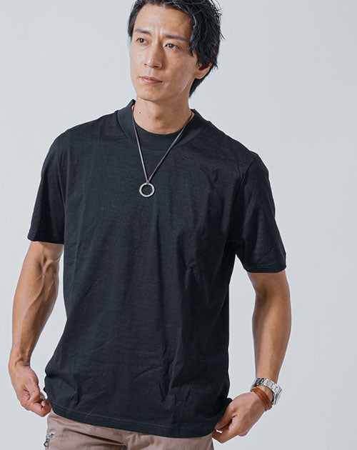 Tシャツ カットソー メンズ 接触冷感 ハイネック モックネック