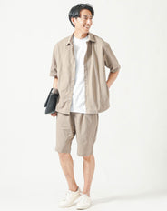 セットアップ ブレサブルクール半袖シャツ×ストレッチハーフパンツ