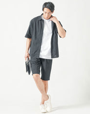 セットアップ ブレサブルクール半袖シャツ×ストレッチハーフパンツ