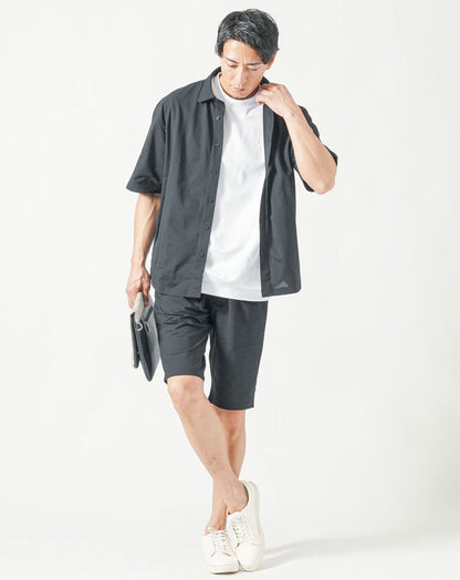 セットアップ ブレサブルクール半袖シャツ×ストレッチハーフパンツ
