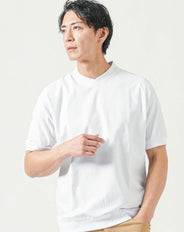 接触冷感リブ付き半袖クルーネック・VネックTシャツ