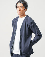 イージーケアカットジョーゼット長袖Vネックカーディガン