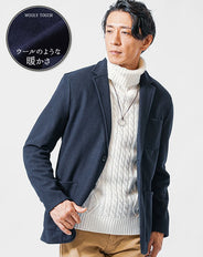 発熱温感メルトンイージーケアストレッチ長袖テーラードジャケット