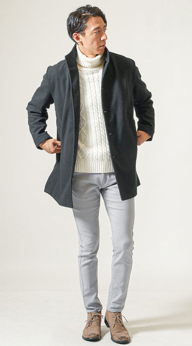 タートルネックのメンズコーディネート例