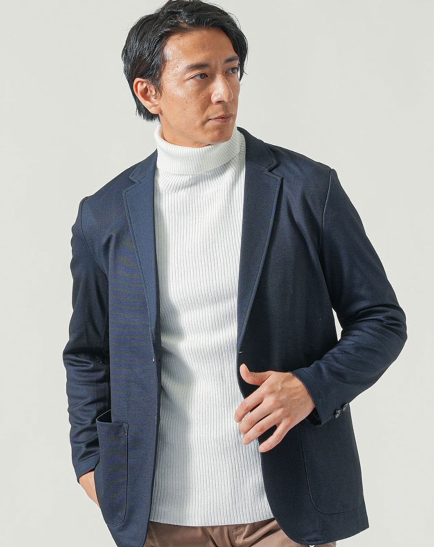 裏起毛素材ストレッチ長袖テーラードジャケット テーラードジャケット