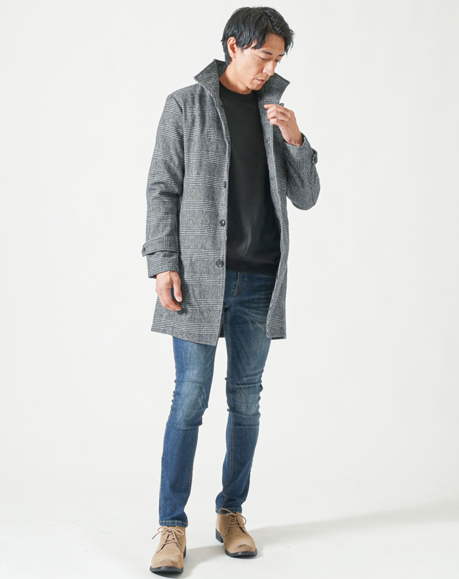 裏起毛スムースコットン長袖クルーネックTシャツ