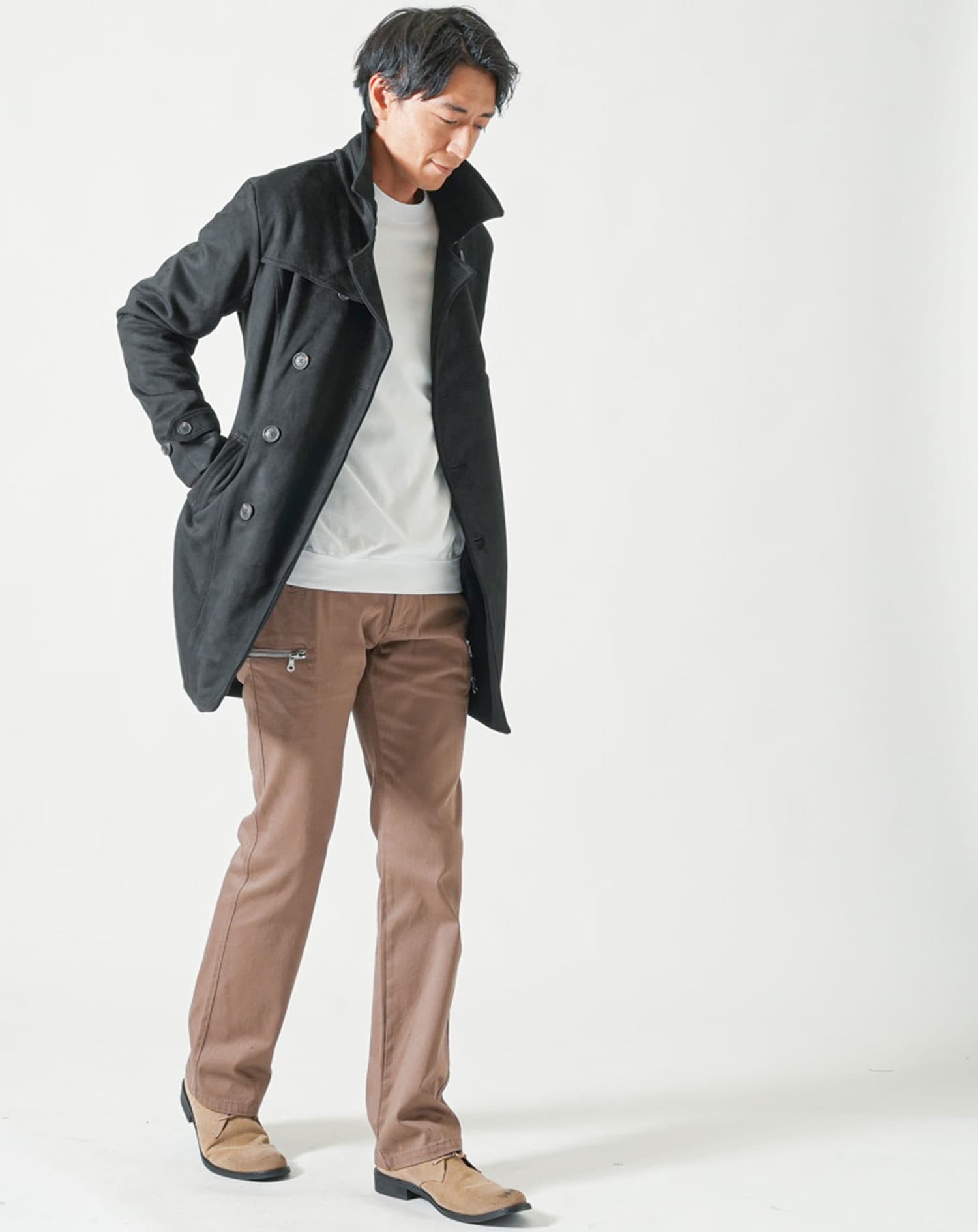 裏起毛スムースコットン長袖クルーネックTシャツ