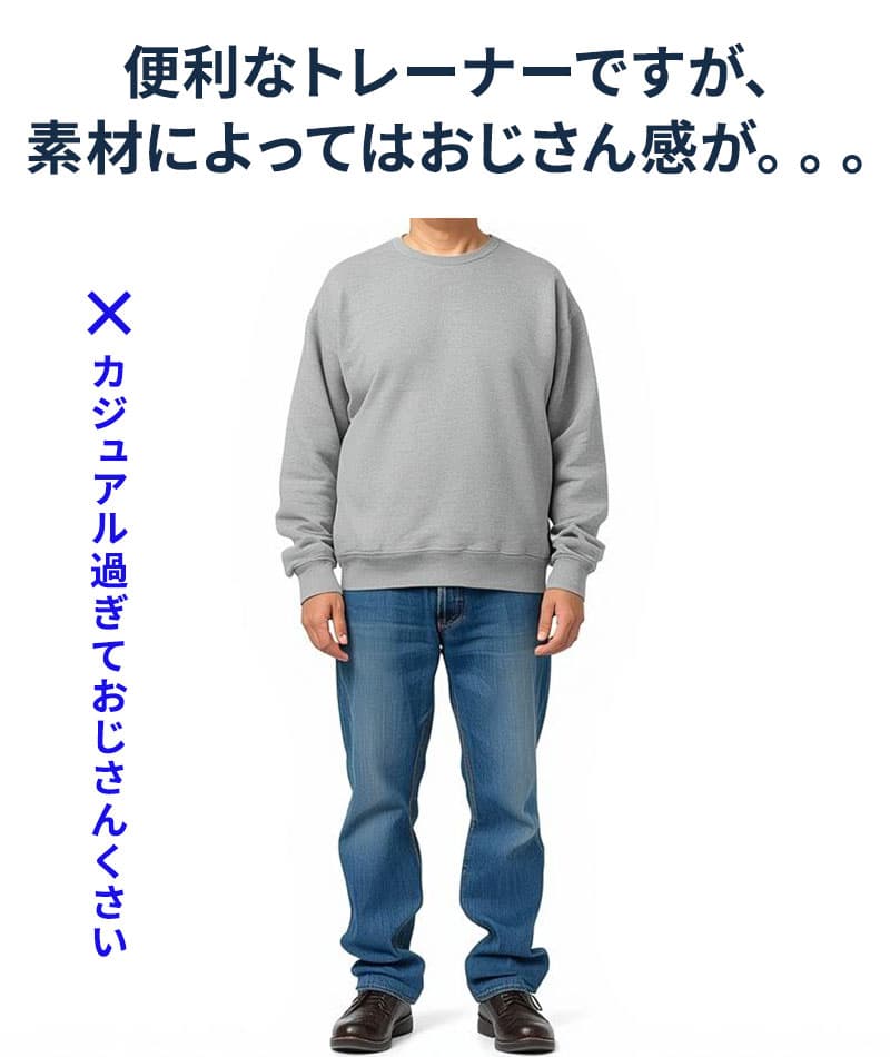 裏起毛スムースコットン長袖クルーネックトレーナー