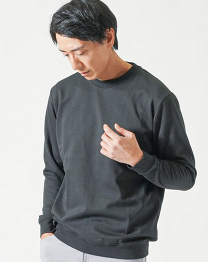 裏起毛スムースコットン長袖クルーネックTシャツ