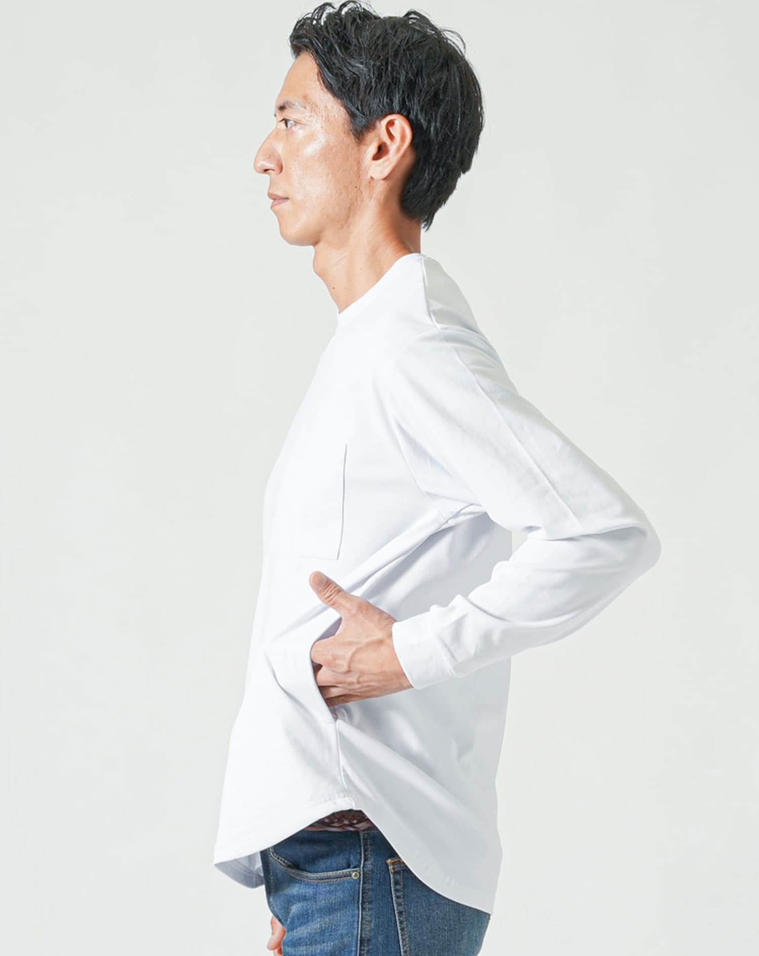 ドレスポンチポケ付き長袖アウターTシャツ