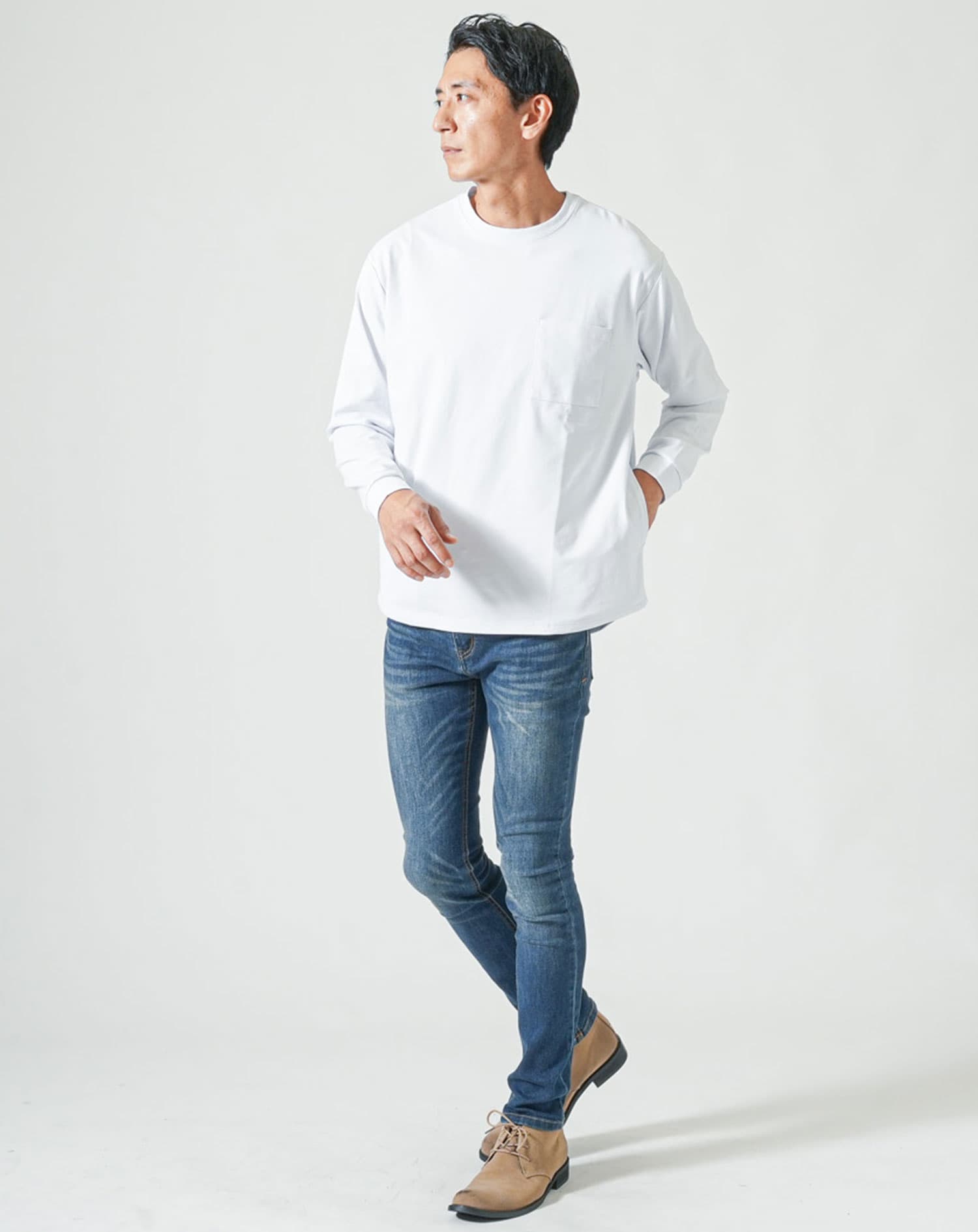 ドレスポンチポケ付き長袖アウターTシャツ