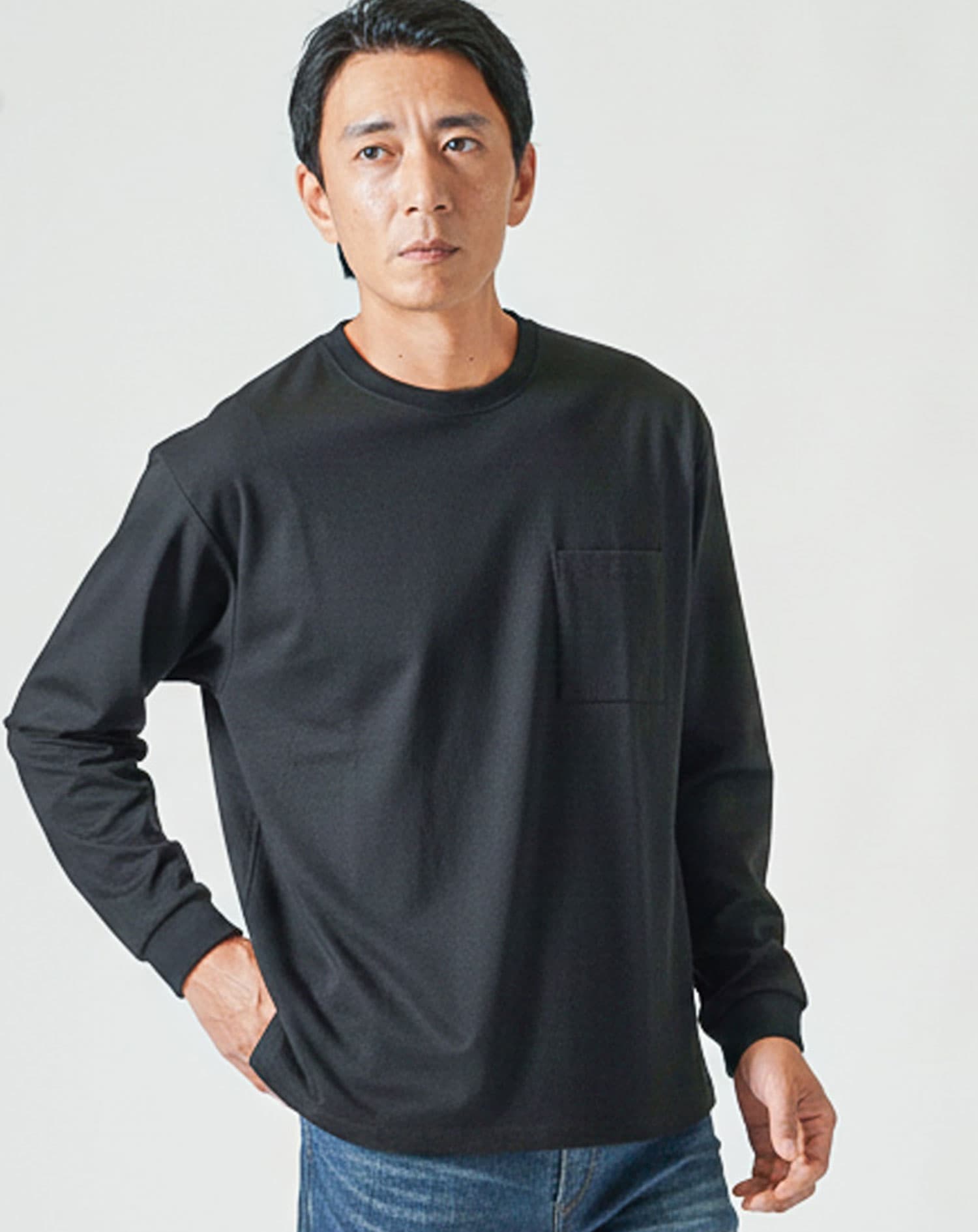 ドレスポンチポケ付き長袖アウターTシャツ