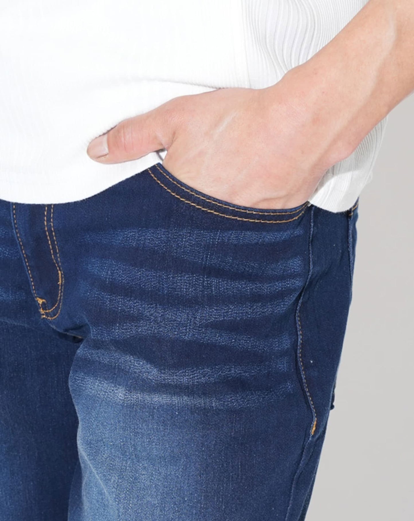 涼しく動きやすい接触冷感ストレッチデニムハーフパンツ