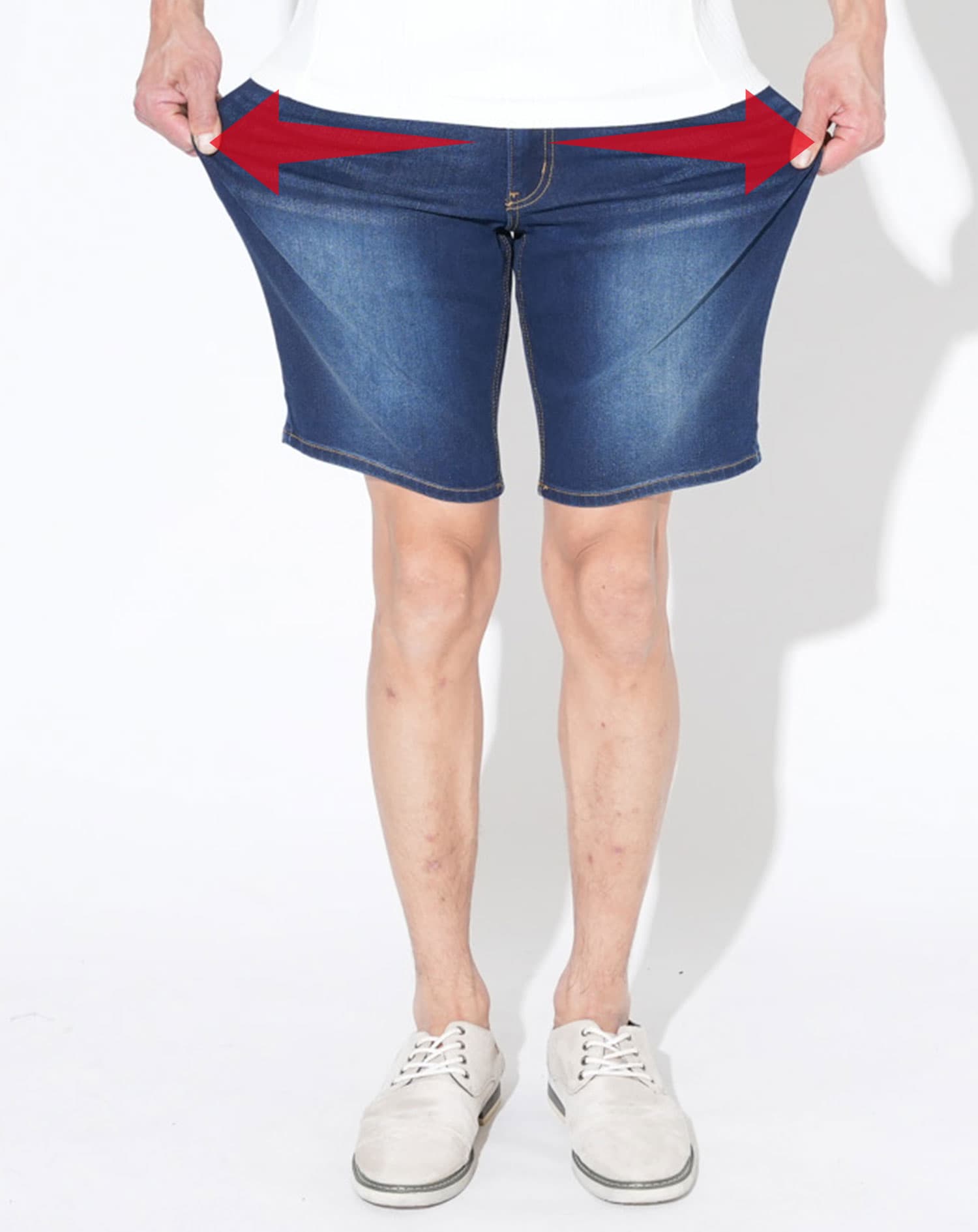 涼しく動きやすい接触冷感ストレッチデニムハーフパンツ