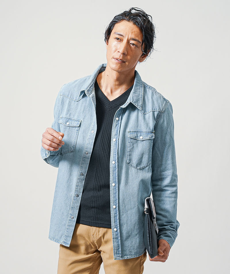 【Wrangler】ウエスタンデニムシャツ XL ビッグシルエット 濃紺