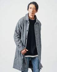 オーバーサイズウール混ステンカラーコート
