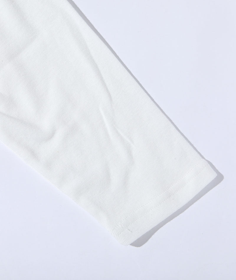 スリムに見えるフライス素材Vネック7分袖Tシャツ