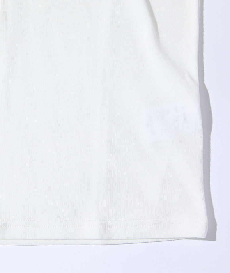 スリムに見えるフライス素材Vネック7分袖Tシャツ