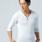 スリムに見えるフライス素材Vネック7分袖Tシャツ