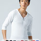 スリムに見えるフライス素材Vネック7分袖Tシャツ