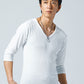 スリムに見えるフライス素材Vネック7分袖Tシャツ