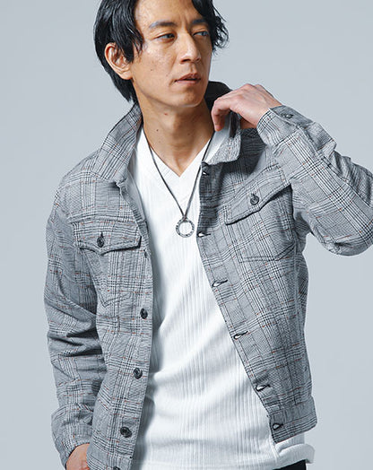 総柄ストレッチショート丈ジャケット