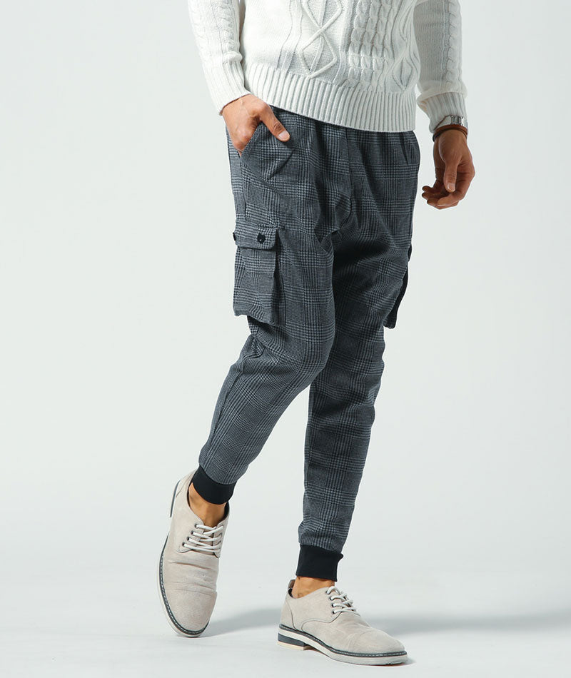 千鳥チェックデザインジョガーカーゴパンツ ｜ メンズファッション通販