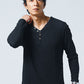 ランダムテレコフェイクレイヤード長袖ヘンリーネックＴシャツ