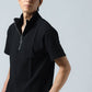 ガータージャガード半袖ハーフジップポロシャツ