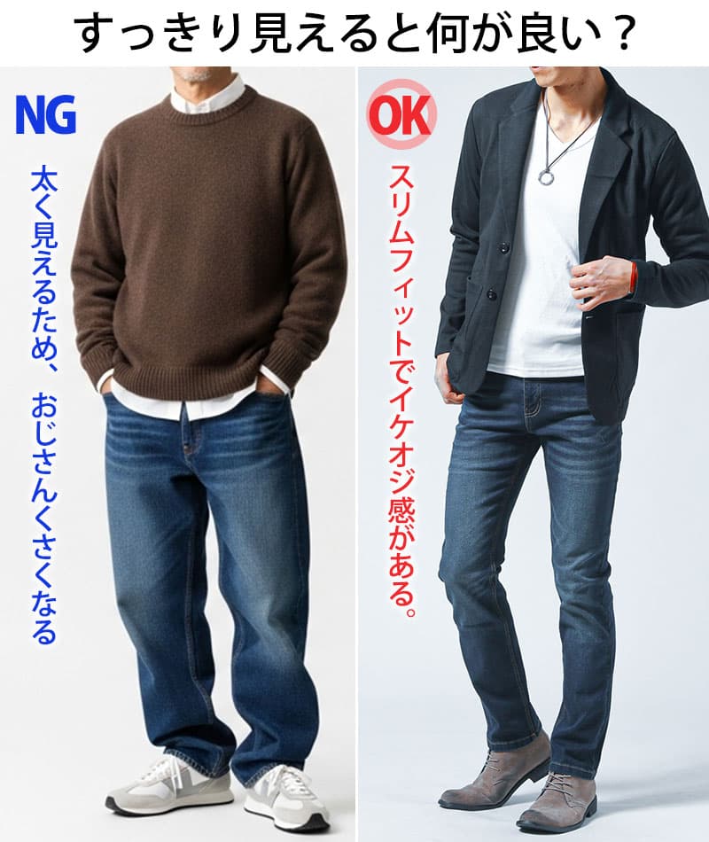 スキニーテーパードストレッチロング・アンクルデニムパンツ