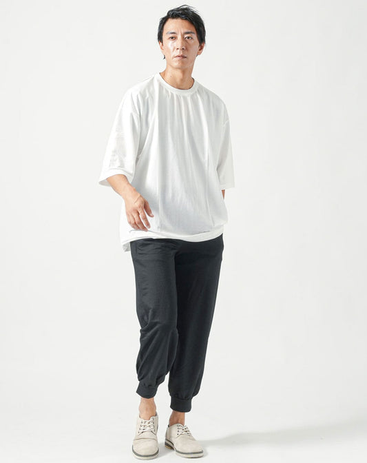 セットアップ 接触冷感オーバーサイズ半袖Tシャツ×ストレッチジョガーパンツ