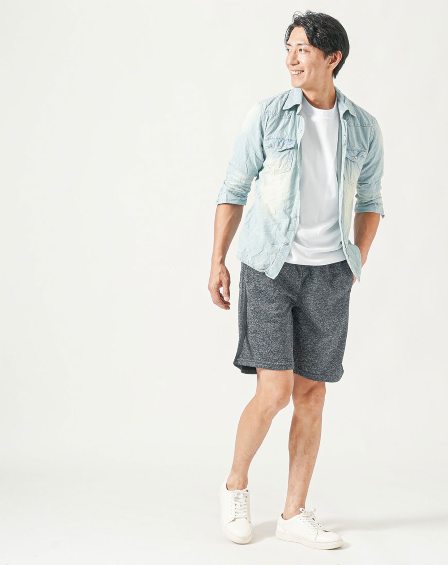 杢チャコールグレー×ブラック　H183cmW63kg 着用サイズ:Ｌ