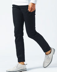 ストライプ・グレンチェックスキニーテーパードストレッチロング・アンクルパンツ