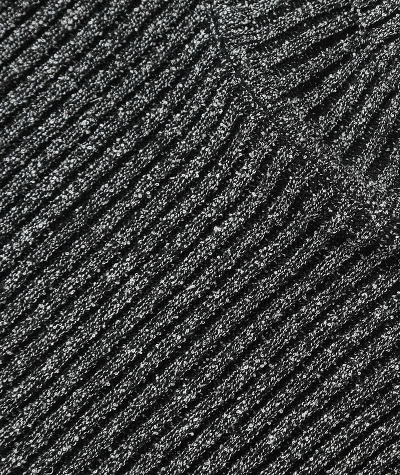 二重臼リブ編みストレッチタートルネックニットソー