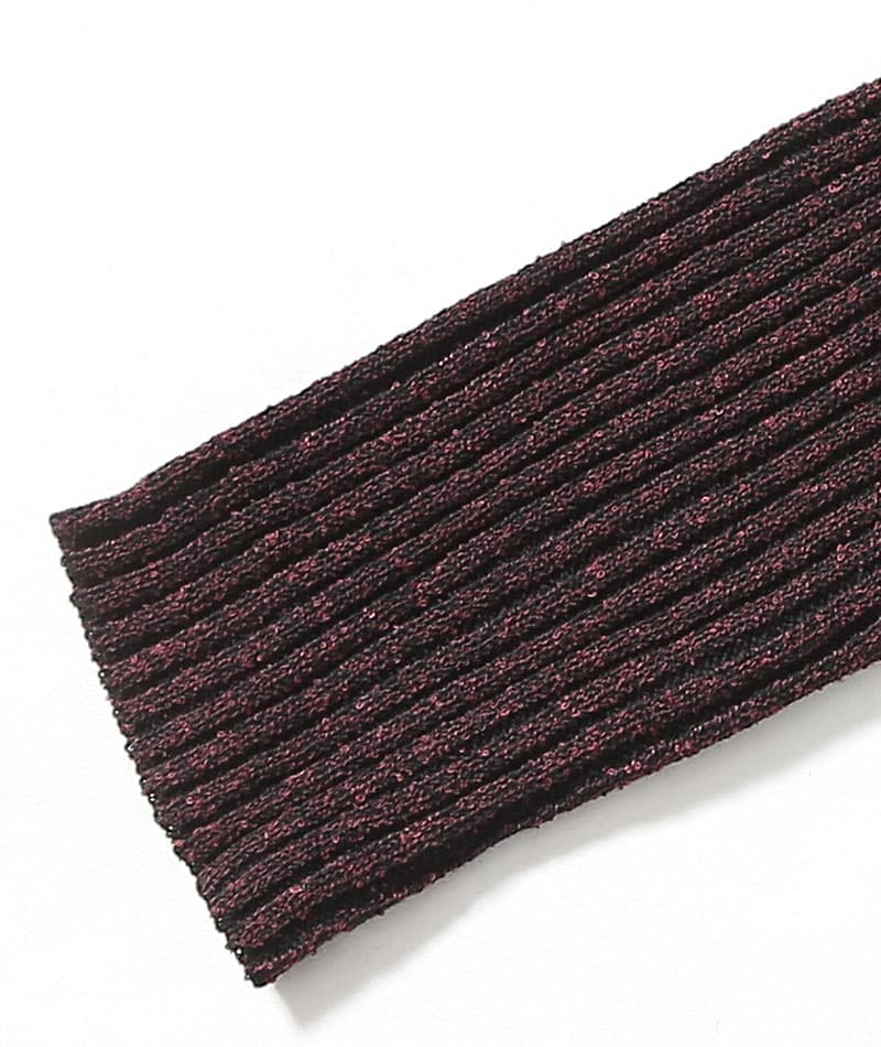 二重臼リブ編みストレッチタートルネックニットソー