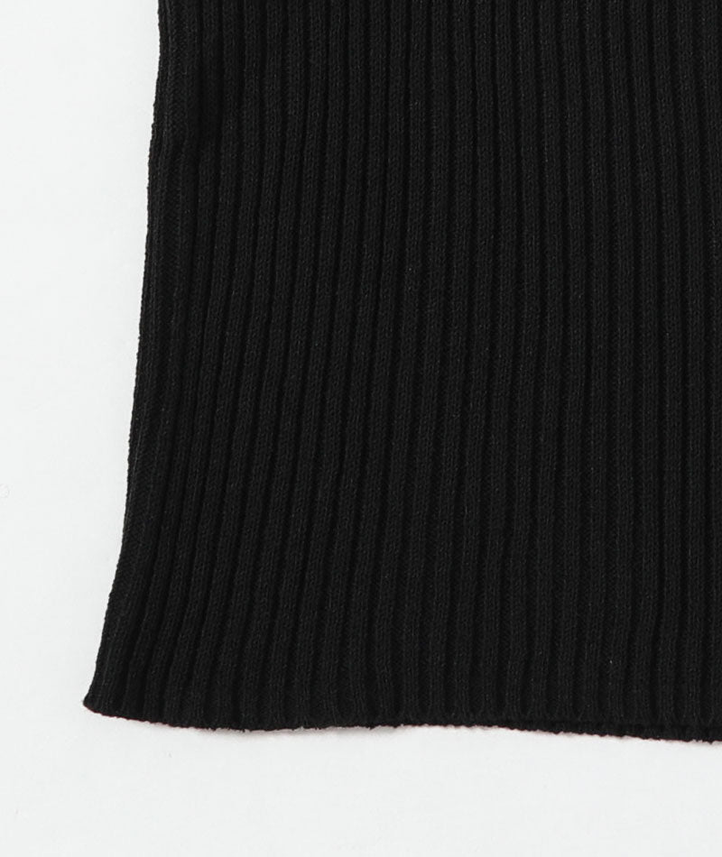 二重臼リブ編みストレッチタートルネックニットソー