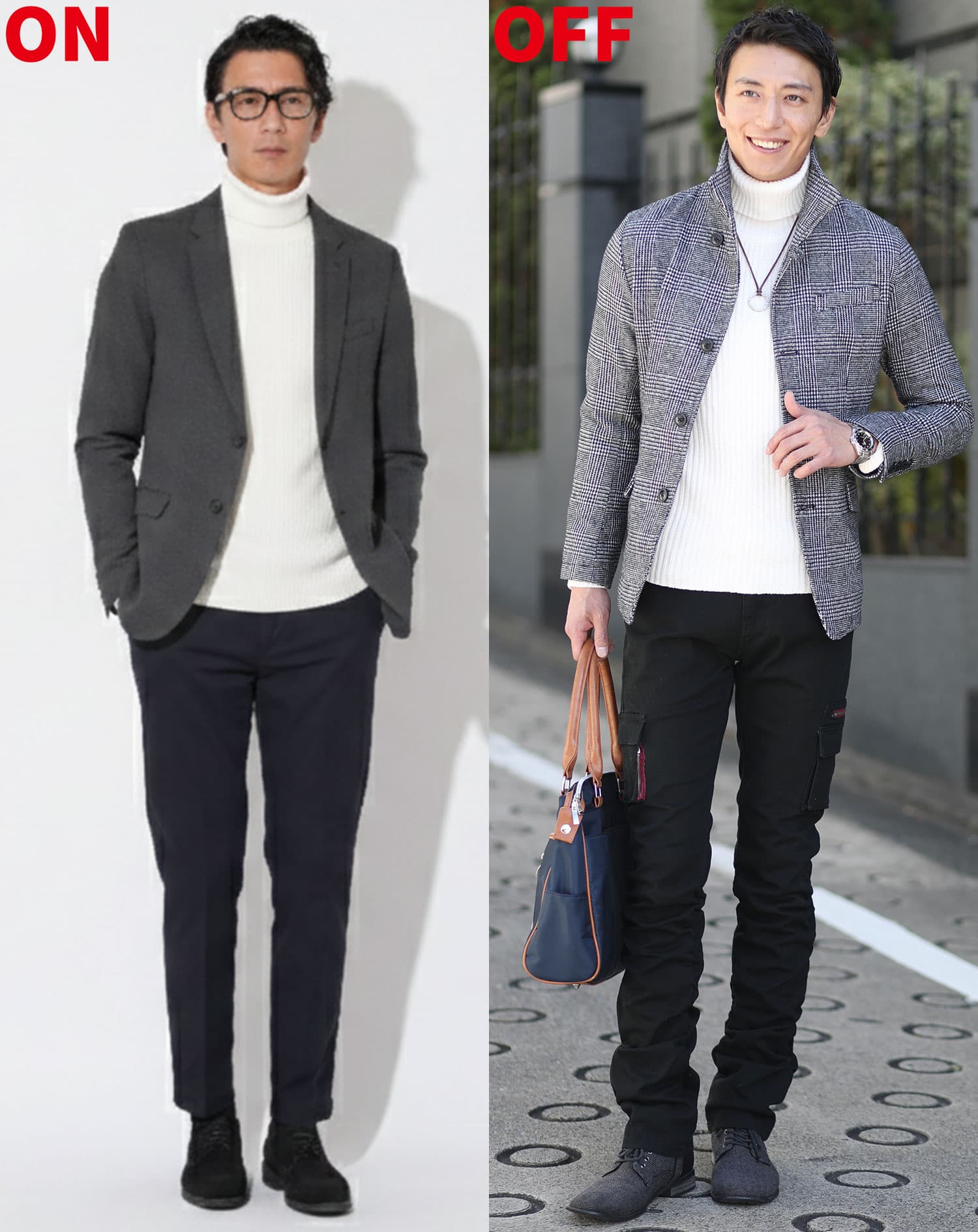 二重臼リブ編みストレッチタートルネックニットソー