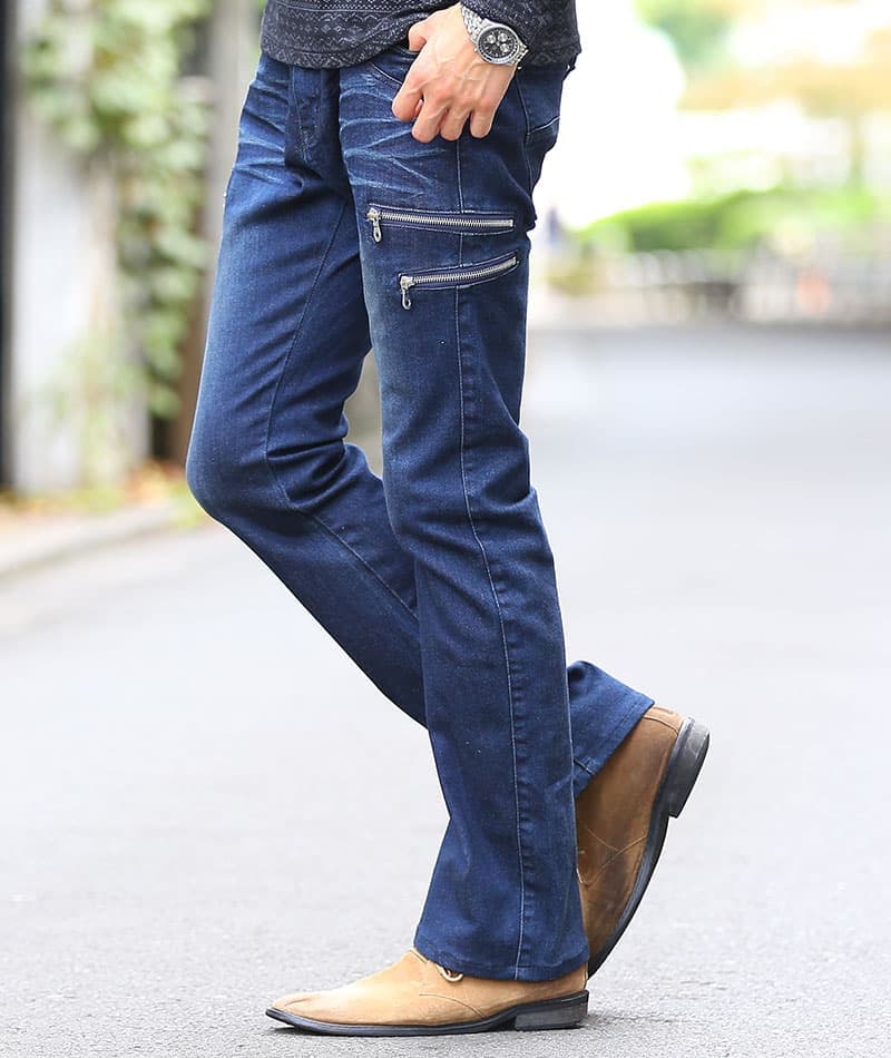 美脚ブーツカットカーゴパンツ メンズフレア3ジップ ｜ メンズ