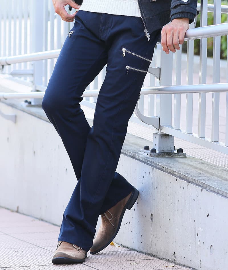 3ジップブーツカットフレアパンツ